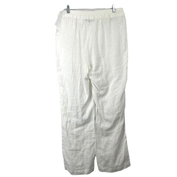 New Ellen Tracy 100% linen pull on pants Sz L white - Picture 7 of 8